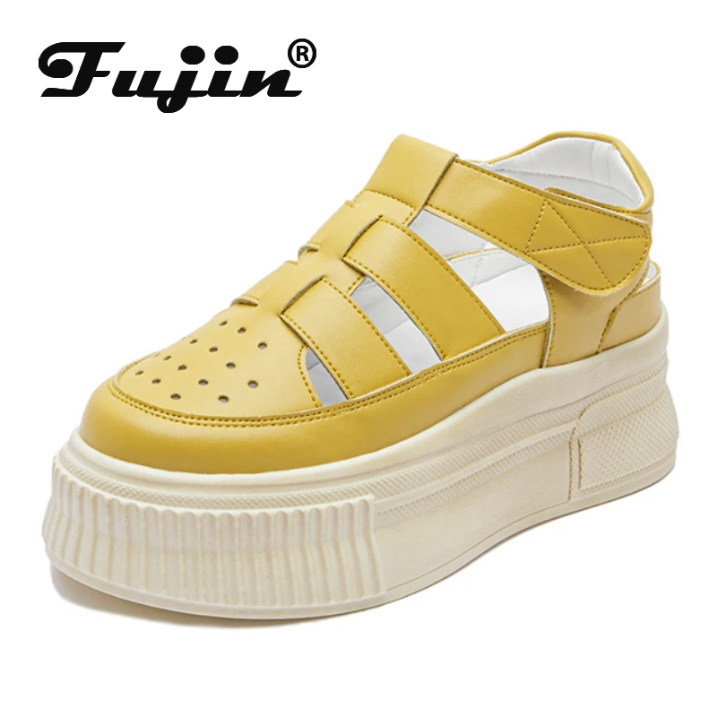 Fujin 5.5cm Genuine Leather Women Platform Sandals Wedge High Heel Hookloop Sweet Female Fashion Sneakers Summer Shoes Women
Fujin 5.5cm Genuine Leather Women Platform Sandals Wedge High Heel Hookloop Sweet Female Fashion Sneakers Summer Shoes Women