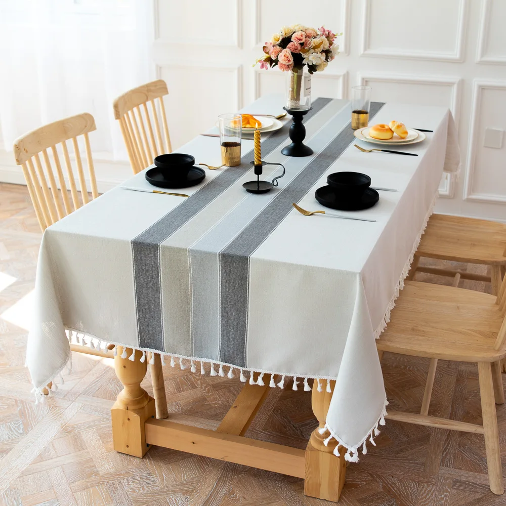 Tablecloth Minimalist Fabric Striped Table Mat Party Party Stitching Tassel Cotton Linen Dust-proof Decorative Table Cover
Tablecloth Minimalist Fabric Striped Table Mat Party Party Stitching Tassel Cotton Linen Dust-proof Decorative Table Cover