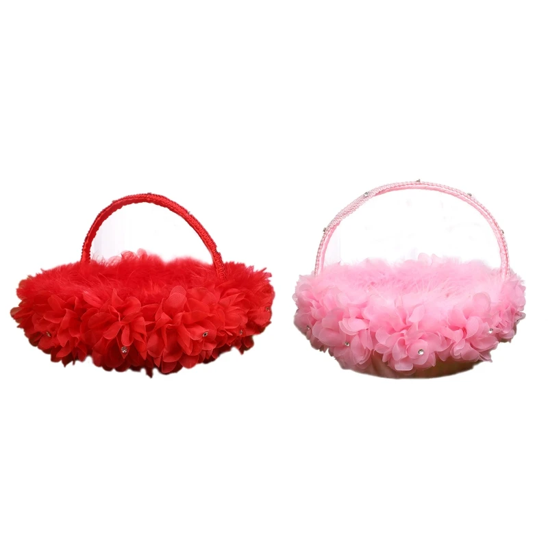 Flower Basket for Wedding Ceremony Lace Handle Ostrich Fluff Flower Girl Baskets 37JB
Flower Basket for Wedding Ceremony Lace Handle Ostrich Fluff Flower Girl Baskets 37JB