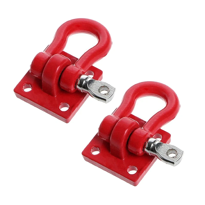 

16X Metal Climbing Trailer Tow Hook Hooks Buckle, Winch Shackles For 1/10 Scale RC Crawler Truck D90 SCX10 Car,Red