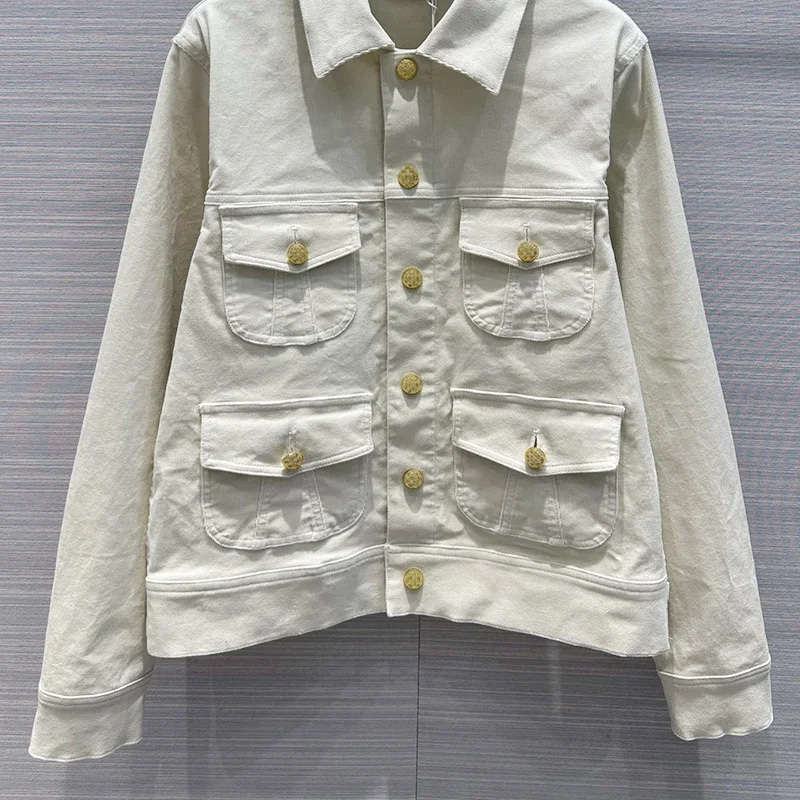 Женская модельная винтажная рубашка, элегантная однобортная куртка с отложным воротником, модная верхняя одежда высокого качества с 4 карманами, 2023
Женская модельная винтажная рубашка, элегантная однобортная куртка с отложным воротником, модная верхняя одежда высокого качества с 4 карманами, 2023