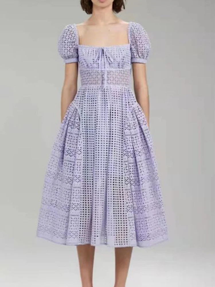 Summer 2022 Light Luxury Simple New Women's Clothing Square Neck Short Sleeve Long Skirt Water Soluble Flower Hollow Waist Dress
Summer 2022 Light Luxury Simple New Women's Clothing Square Neck Short Sleeve Long Skirt Water Soluble Flower Hollow Waist Dress