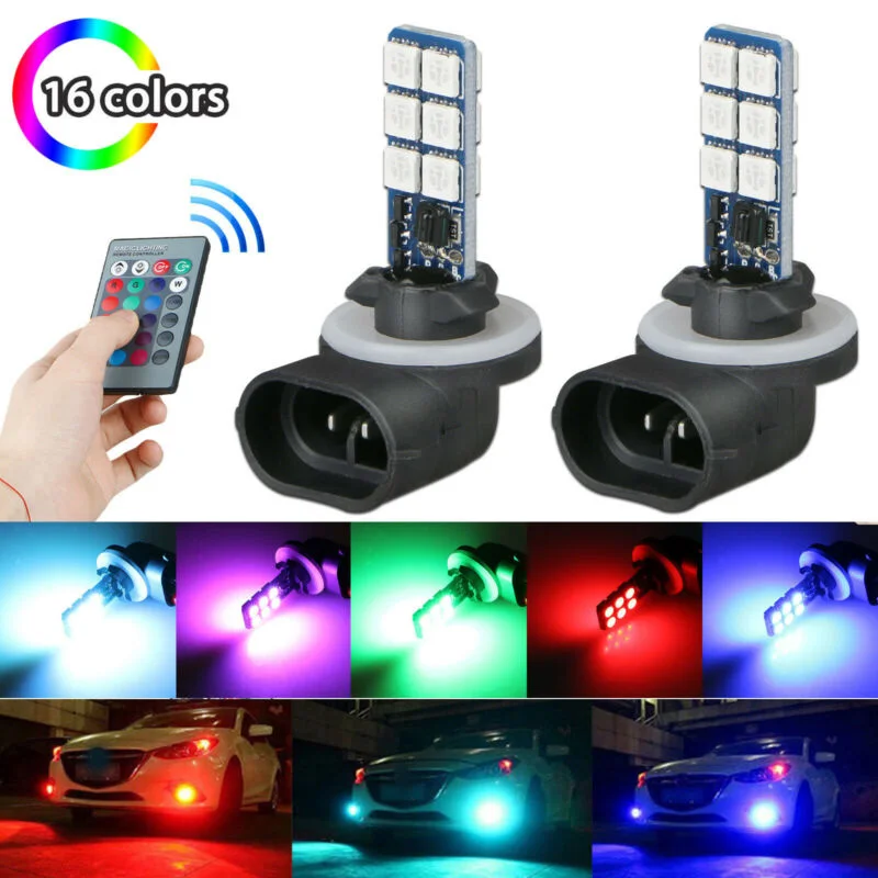 2pcs 881 5050 Colourful LED RGB Car Headlight Fog Lights Lamp Bulb Car Driving Light Auto Foglamps Bulb Car Accessories
2pcs 881 5050 Colourful LED RGB Car Headlight Fog Lights Lamp Bulb Car Driving Light Auto Foglamps Bulb Car Accessories