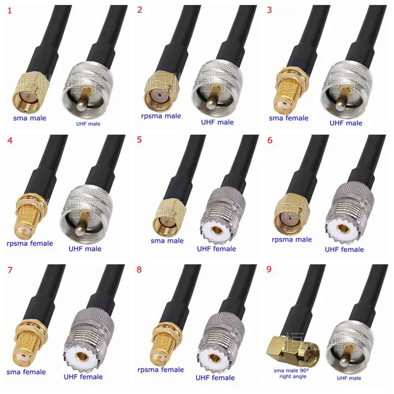 RG58 UHF PL259 SO239 To SMA Male Female Connector SL16 UHF To RPSMA Male Female Crimp for RG58 Pigtail Extension Cable 15cm~20M
RG58 UHF PL259 SO239 To SMA Male Female Connector SL16 UHF To RPSMA Male Female Crimp for RG58 Pigtail Extension Cable 15cm~20M
