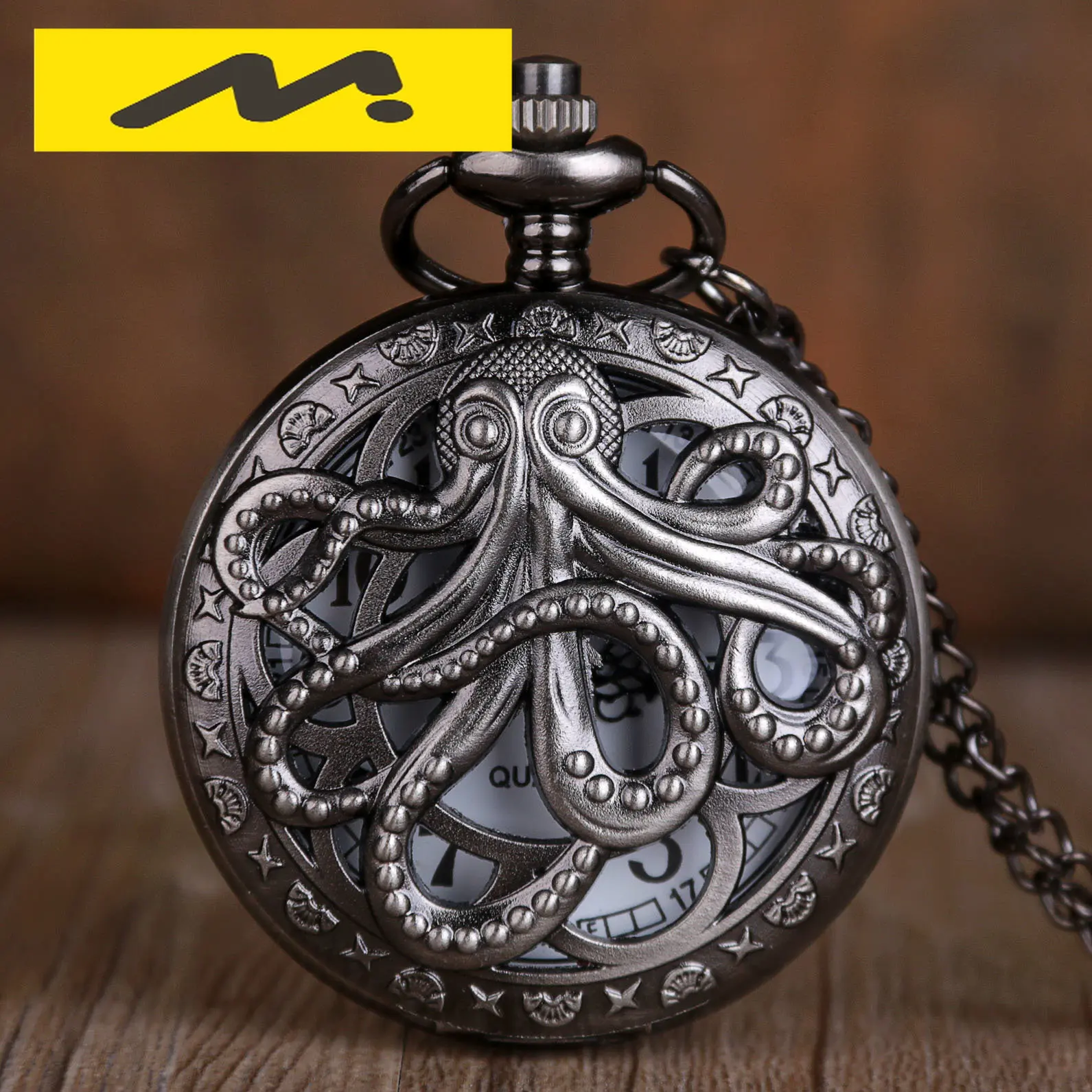 New Arrival Octopus Hollow Half Hunter Quartz Pocket Watch Vintage Black Pocket Watch with Necklace Chain Gift for Kid Men Women
New Arrival Octopus Hollow Half Hunter Quartz Pocket Watch Vintage Black Pocket Watch with Necklace Chain Gift for Kid Men Women