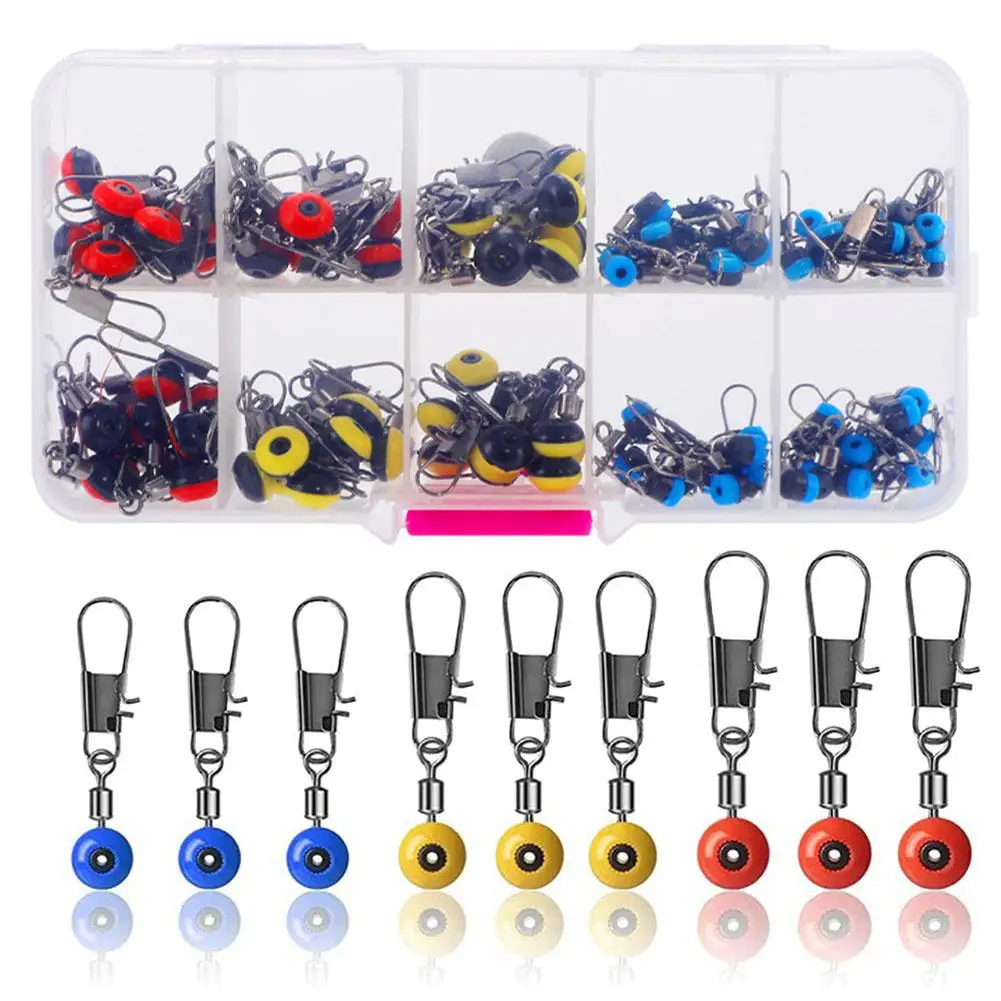 100pcs Portable Fishing Swivel Snap Sea Fishing Beads Fishing Accessories Kit With Transparent Plastic Box
100pcs Portable Fishing Swivel Snap Sea Fishing Beads Fishing Accessories Kit With Transparent Plastic Box