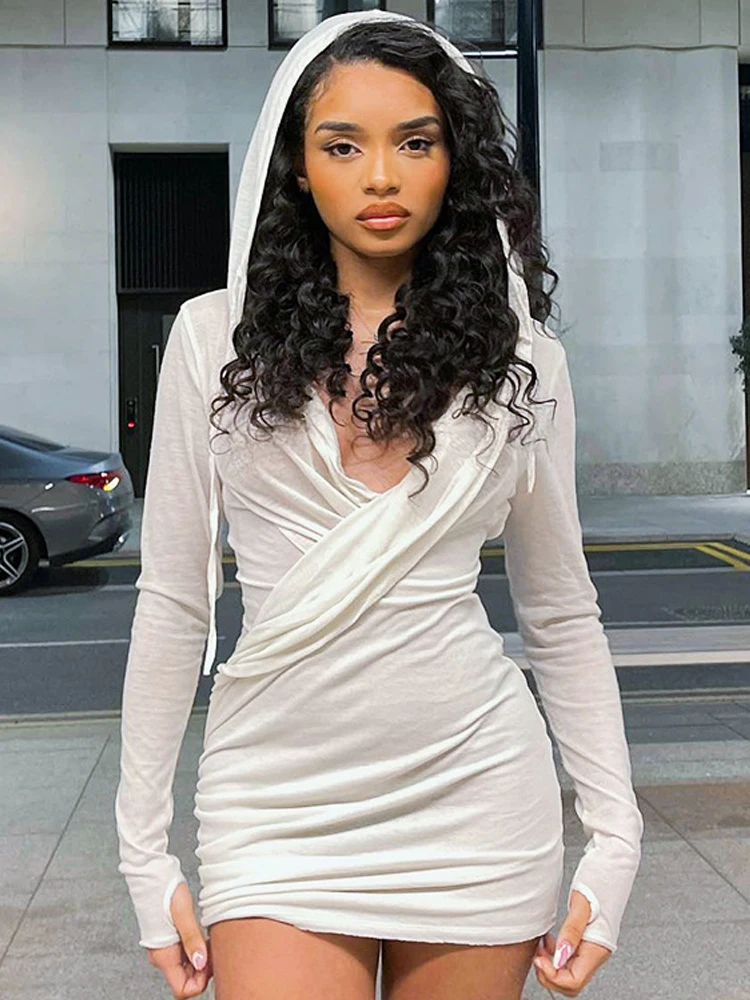 Chic Hooded Mini Dresses for Women 2022 Summer Elegant Sexy Club Vacation Outfits Fashion Bodycon Long Sleeve Short Dress Woman
Chic Hooded Mini Dresses for Women 2022 Summer Elegant Sexy Club Vacation Outfits Fashion Bodycon Long Sleeve Short Dress Woman