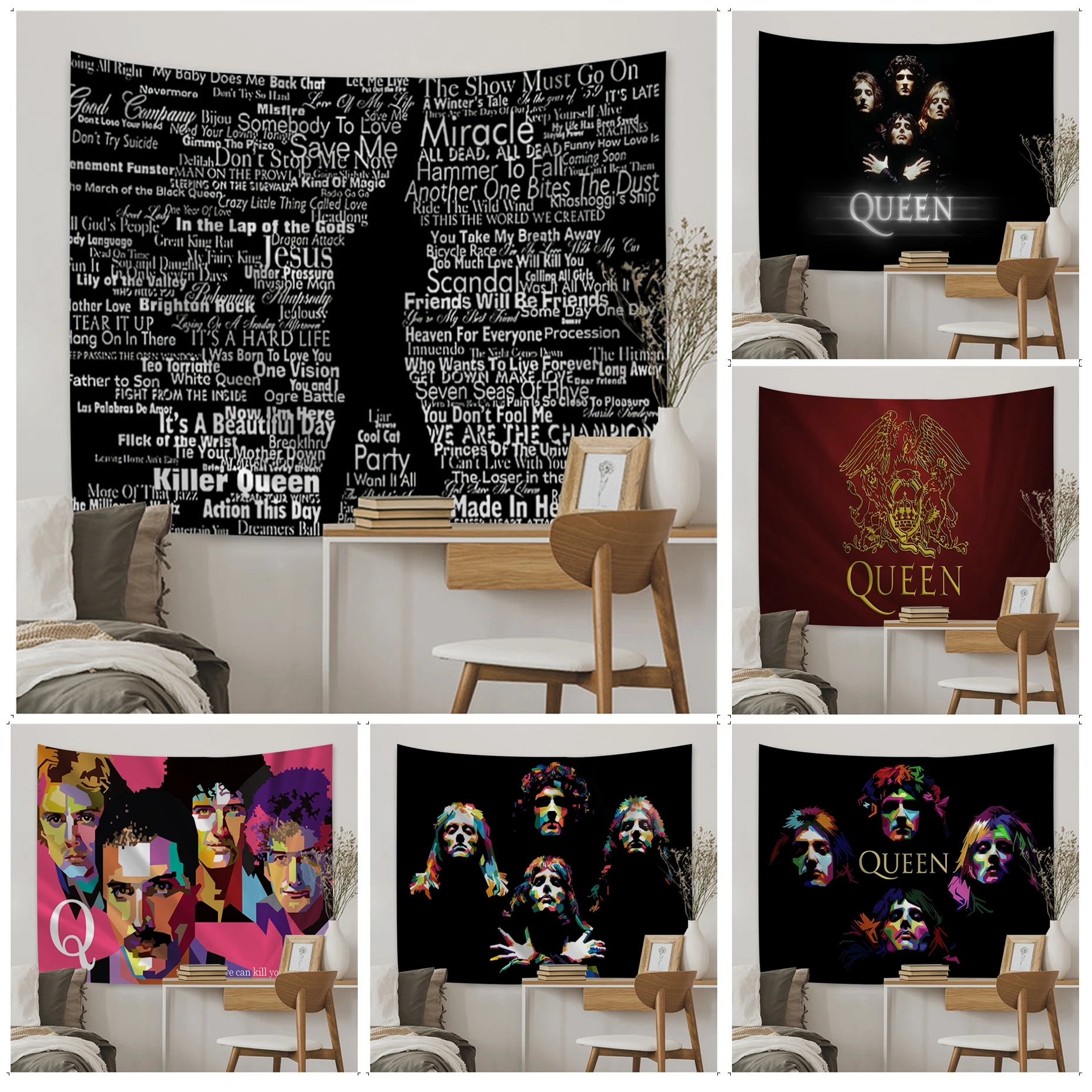 

Queen Band Freddie Mercury Printed Large Wall Tapestry Home Decoration Hippie Bohemian Decoration Divination Wall Hanging Sheets
