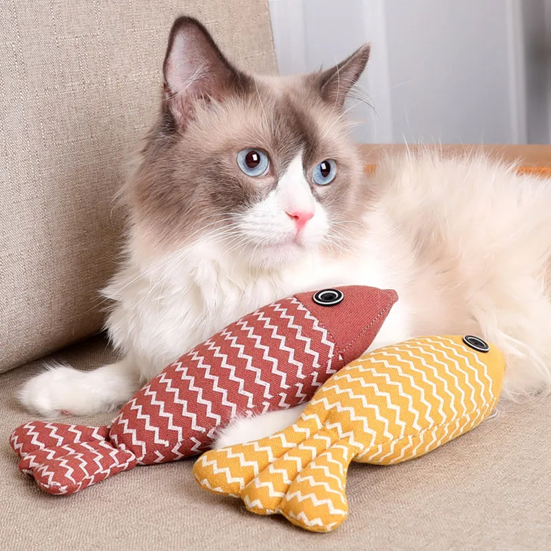 Cat toy Simulation linen stripe fish-shaped pillow cat's self-healing toy built-in catnip Chewing Bite Toys Pet Supplies
Cat toy Simulation linen stripe fish-shaped pillow cat's self-healing toy built-in catnip Chewing Bite Toys Pet Supplies