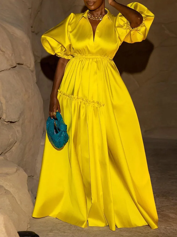 Elegant Princess Dress Autumn Femme Dinner Gown for Ladies Puff Sleeve Chic Woman Pleated A-LINE Party Evening Gown
Elegant Princess Dress Autumn Femme Dinner Gown for Ladies Puff Sleeve Chic Woman Pleated A-LINE Party Evening Gown