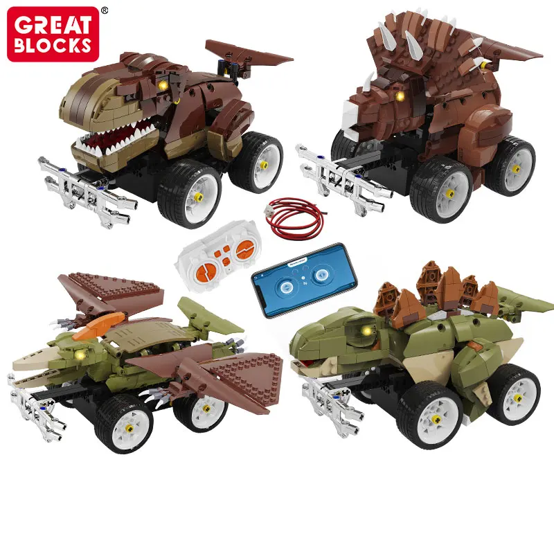 

Technical Jurassic World KAIYU K96148 Dinosaur Car APP Remote Control Bricks Building Blocks Program Moc Toys For Boys Kids Gift