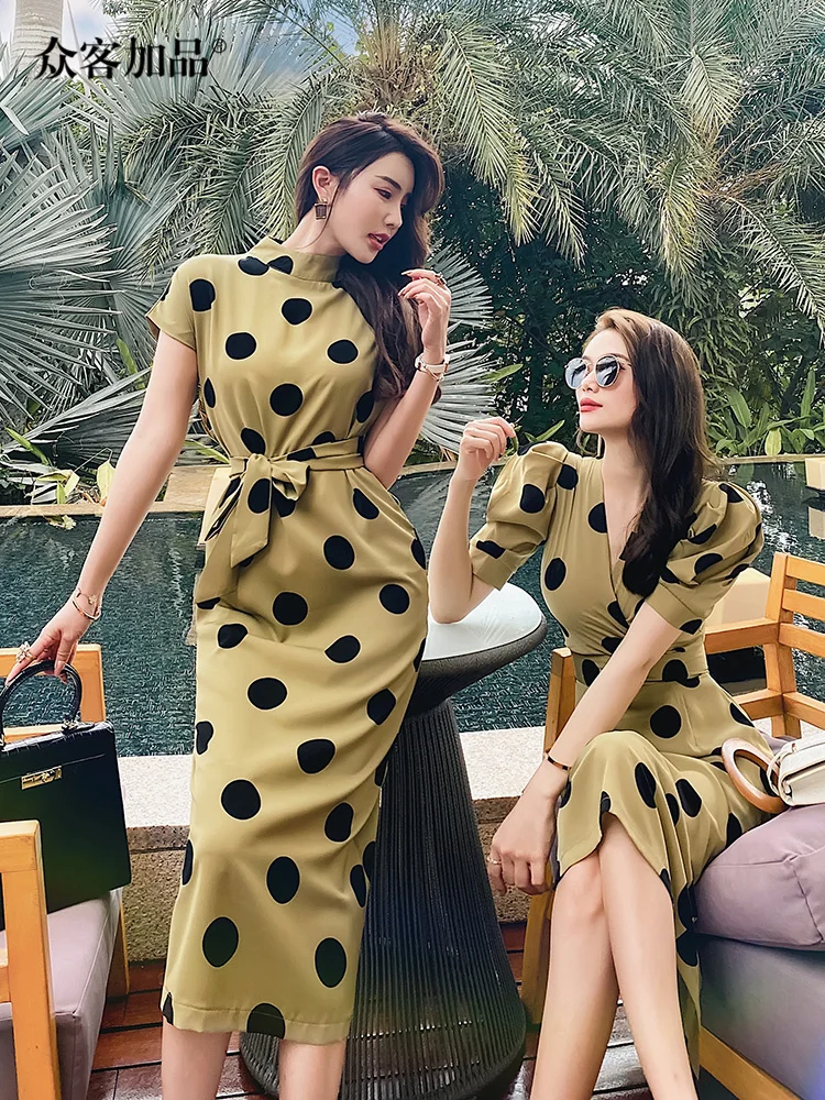 Bubble sleeve dress women slim V-neck 2023 summer new high waist polka dot sexy goddess temperament long skirt
Bubble sleeve dress women slim V-neck 2023 summer new high waist polka dot sexy goddess temperament long skirt