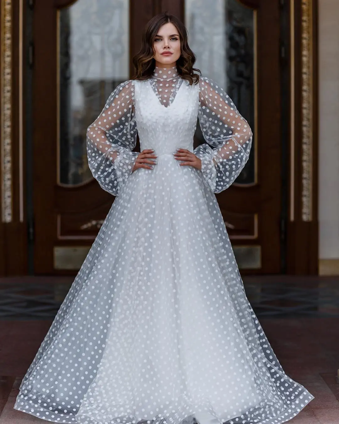 2022 new European sexy lace party dresses polka dot mesh see through puff sleeve wedding dress Vestidos
2022 new European sexy lace party dresses polka dot mesh see through puff sleeve wedding dress Vestidos
