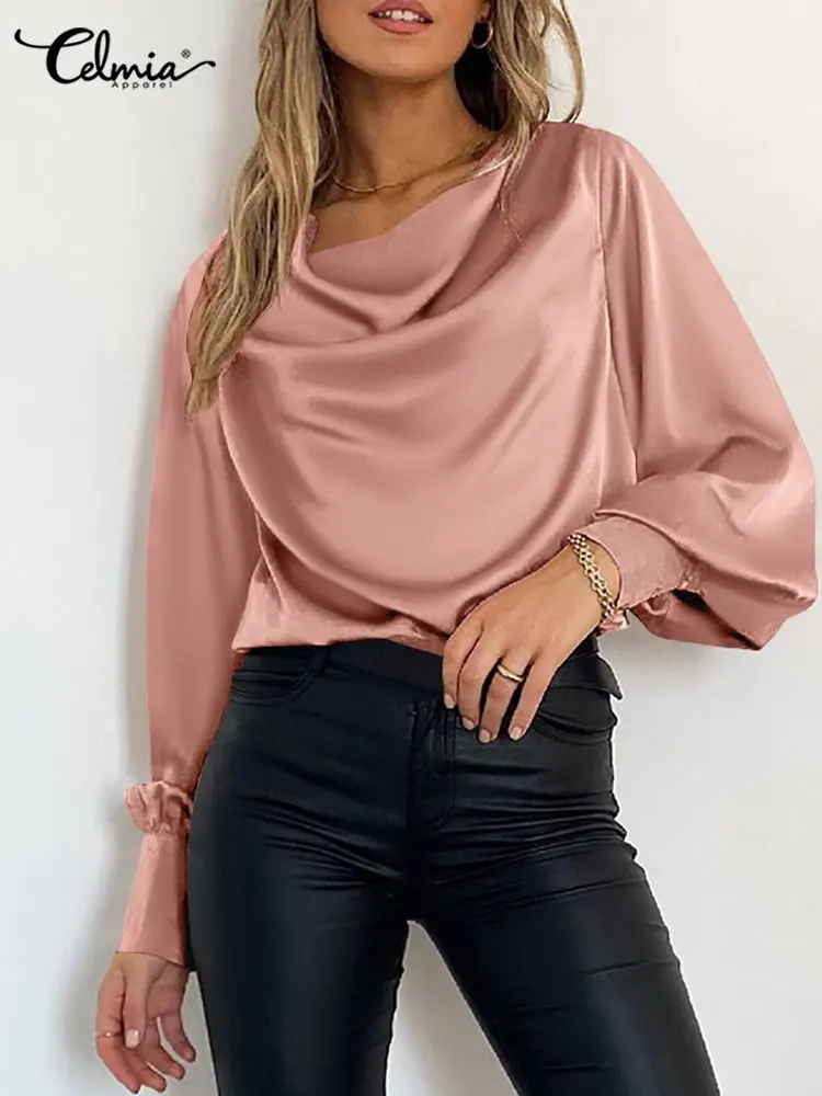 Celmia 2022 Autumn Elegant Blusas Lantern Sleeve Casual Loose Silky Chic Satin Blouses Cowl Neck Fashion Women Ladies Pink Tops
Celmia 2022 Autumn Elegant Blusas Lantern Sleeve Casual Loose Silky Chic Satin Blouses Cowl Neck Fashion Women Ladies Pink Tops