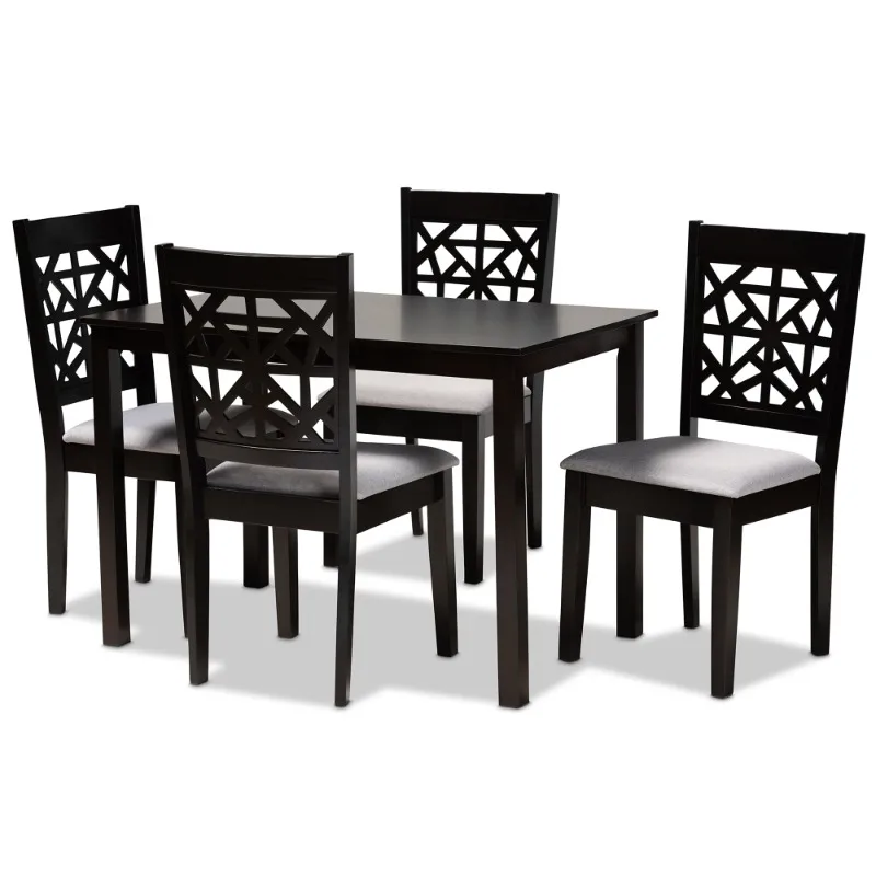Baxton Studio Jackson Modern and Contemporary Grey Fabric Upholstered and Espresso Brown Finished Wood 5-Piece Dining Set
Baxton Studio Jackson Modern and Contemporary Grey Fabric Upholstered and Espresso Brown Finished Wood 5-Piece Dining Set