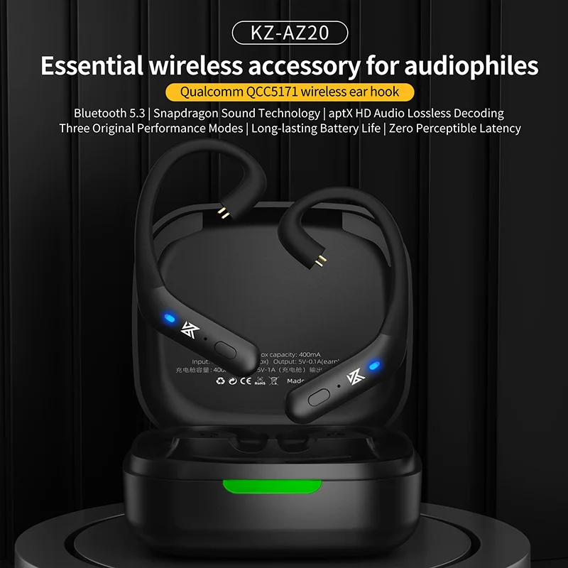 KZ AZ20 Wireless Ear Hook Bluetooth 5.3 Earphones Upgrade Cable Snapdragon Sound Technology aptX HD Headset Line For DXPRO PR2
KZ AZ20 Wireless Ear Hook Bluetooth 5.3 Earphones Upgrade Cable Snapdragon Sound Technology aptX HD Headset Line For DXPRO PR2