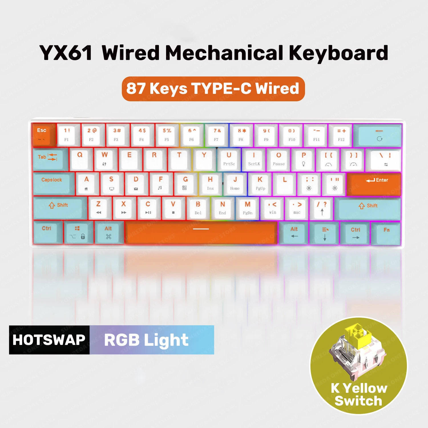 Механическая мини-клавиатура YX61, 61 клавиша, RGB подсветка, 60% клавиатура, съемная Проводная игровая клавиатура Type-C для компьютера, ПК, ноутбука
Механическая мини-клавиатура YX61, 61 клавиша, RGB подсветка, 60% клавиатура, съемная Проводная игровая клавиатура Type-C для компьютера, ПК, ноутбука