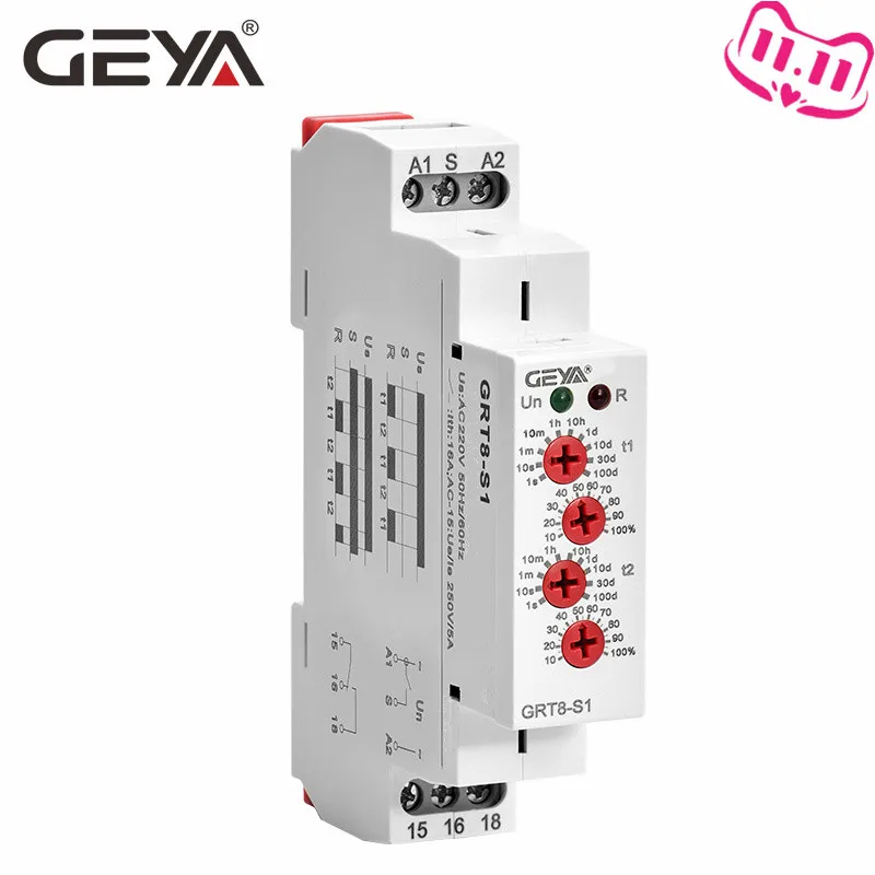 Free Shipping GEYA GRT8-S Cycler Timer Relay 220V AC 16A AC/DC12V-240V Electronic Repeat Relay Asymmetric Timer
Free Shipping GEYA GRT8-S Cycler Timer Relay 220V AC 16A AC/DC12V-240V Electronic Repeat Relay Asymmetric Timer