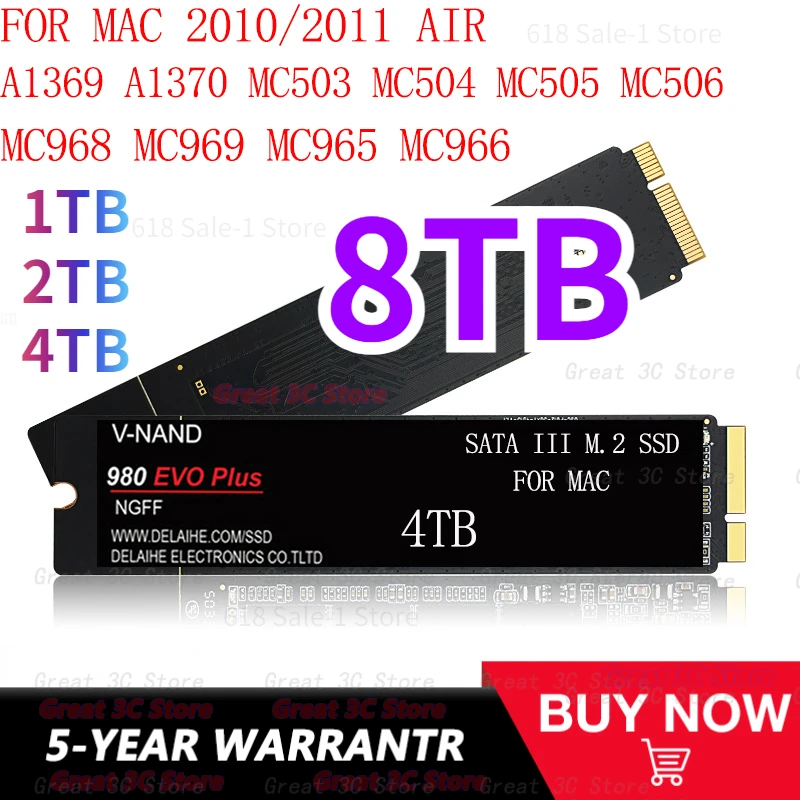 8TB M.2 NGFF SSD 512GB 1TB 2TB 4TB SSD Hard Drive M2 Ssd Sata3 Applicable To Mac 2010/2012 Air Version High Quality High Speed
8TB M.2 NGFF SSD 512GB 1TB 2TB 4TB SSD Hard Drive M2 Ssd Sata3 Applicable To Mac 2010/2012 Air Version High Quality High Speed