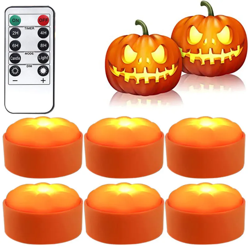 6PCS Battery Operated Orange Jack-O-Lantern Light Candle Pumpkin Lamps for Halloween Decor 
6PCS Battery Operated Orange Jack-O-Lantern Light Candle Pumpkin Lamps for Halloween Decor