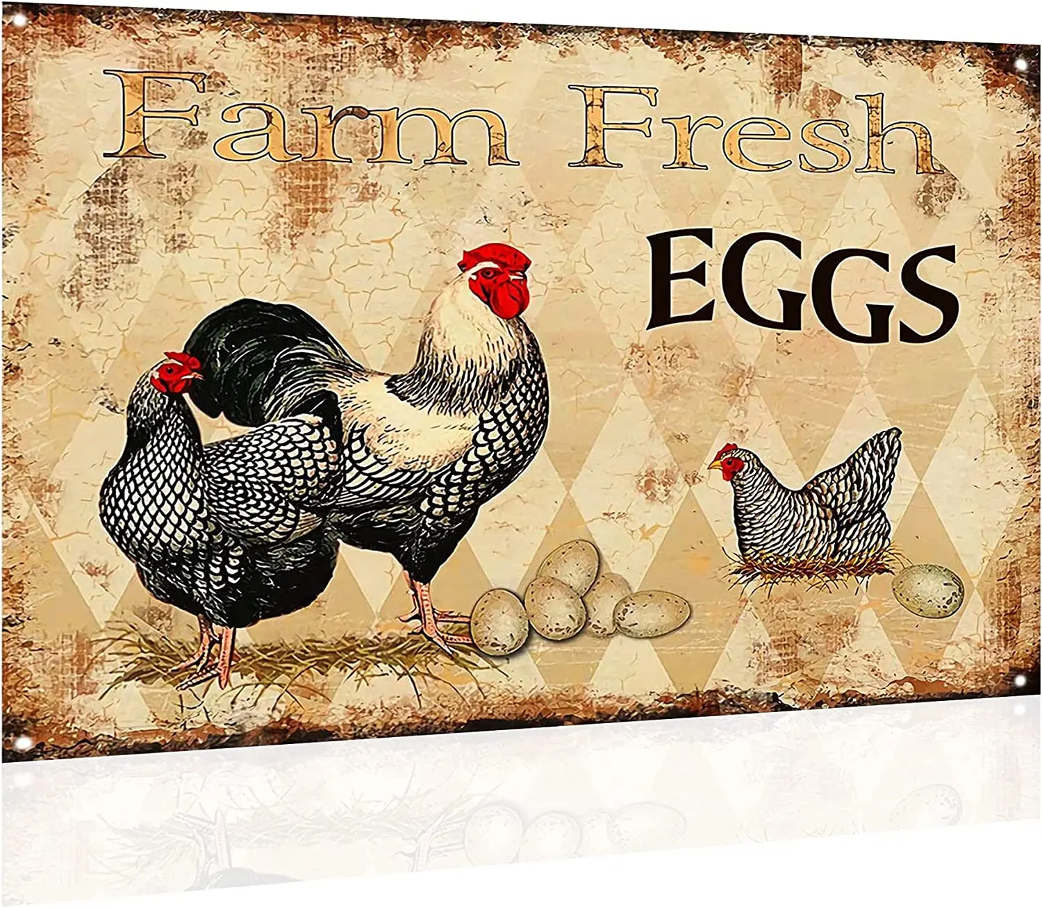 

Farm Fresh Eggs Chicken Hen Rooster Tin Sign Kitchen Farmhouse Retro Vintage Decor Metal Sign vintage metal plate