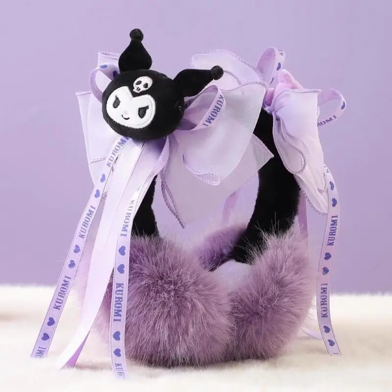 Kawaii Sanrioed My Melody Kuromi детские зимние плюшевые теплые наушники милые мультяшные