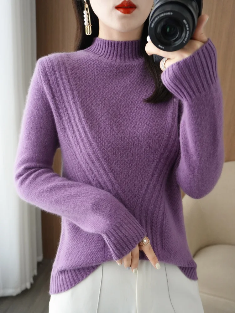 New Thickened Half Turtleneck Pullover Long-Sleeved Knitted Women's Warm Bottoming Sweater Slim Fit Inside The All-Match Tide
New Thickened Half Turtleneck Pullover Long-Sleeved Knitted Women's Warm Bottoming Sweater Slim Fit Inside The All-Match Tide