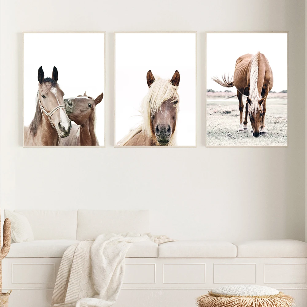 

Животные, лошадь, пейзаж, настенная Картина на холсте, Постер в скандинавском стиле, художественные принты, дикое поле, природные картины для гостиной, украшение для дома