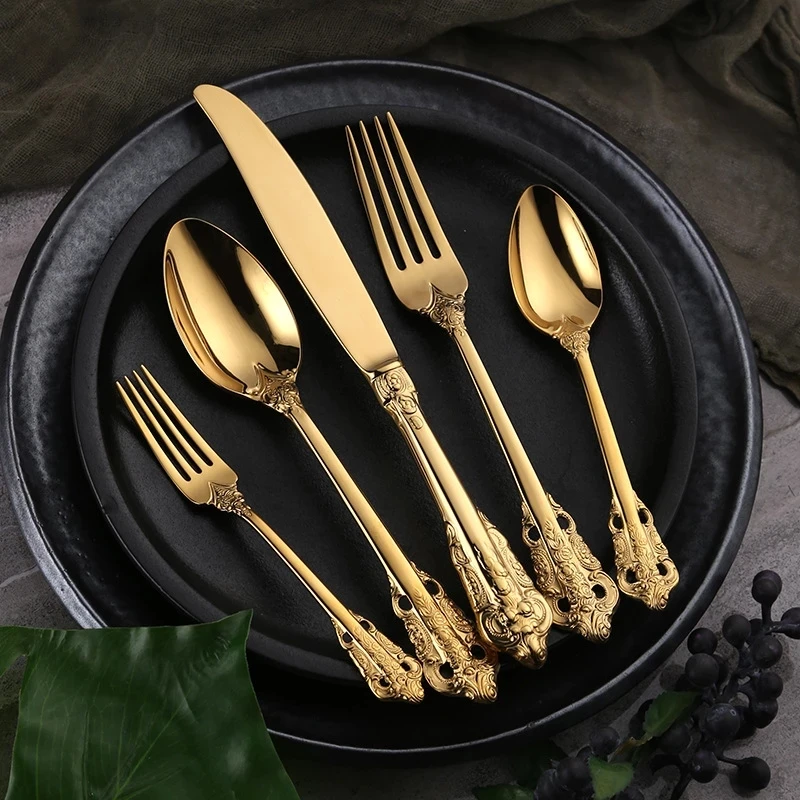30Pcs Golden Luxury Dinnerware Set Vintage Tableware Cutlery Knife Fork Spoon Tea Spoons Set Kitchen Utensils Dropshipping
30Pcs Golden Luxury Dinnerware Set Vintage Tableware Cutlery Knife Fork Spoon Tea Spoons Set Kitchen Utensils Dropshipping