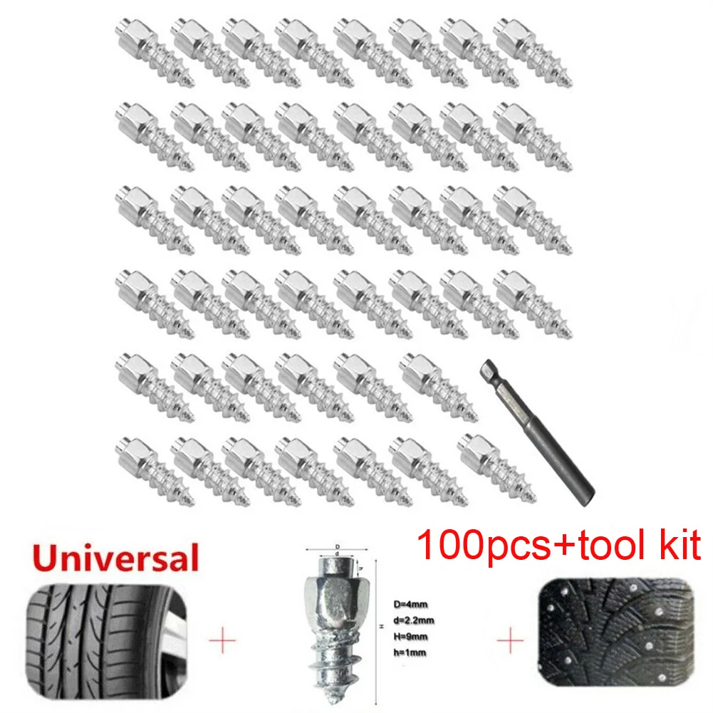 100pcs Winter Wheel Lugs Snow Screw Tire Studs Anti Skid Anti-Slip Chains Spikes With Tool For Car Motorcycle Bicycle
100pcs Winter Wheel Lugs Snow Screw Tire Studs Anti Skid Anti-Slip Chains Spikes With Tool For Car Motorcycle Bicycle