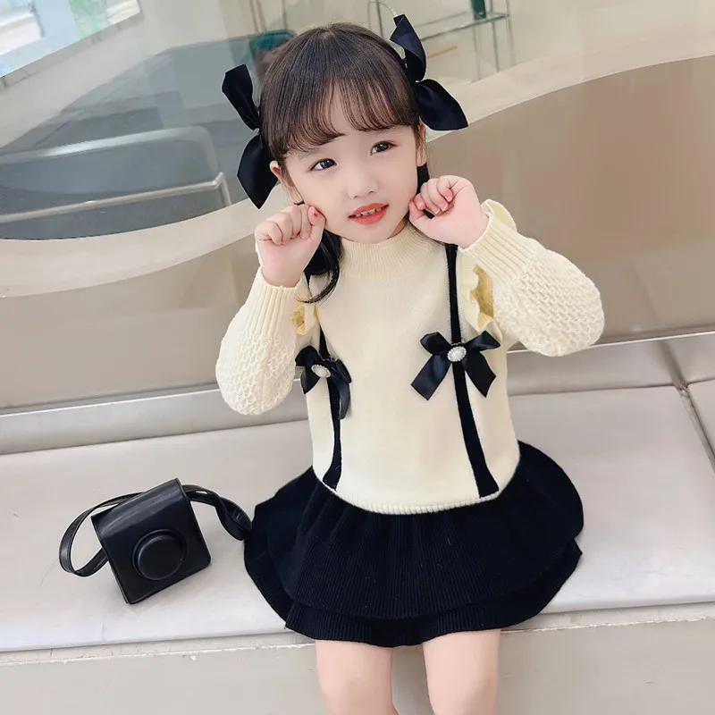 Girls Solid Sweater Dress Suit Girls Knitting Two Piece Set 2022 Autumn Winter Warm Bow Decor Top Coat Pleated Skirt Outfits
Girls Solid Sweater Dress Suit Girls Knitting Two Piece Set 2022 Autumn Winter Warm Bow Decor Top Coat Pleated Skirt Outfits