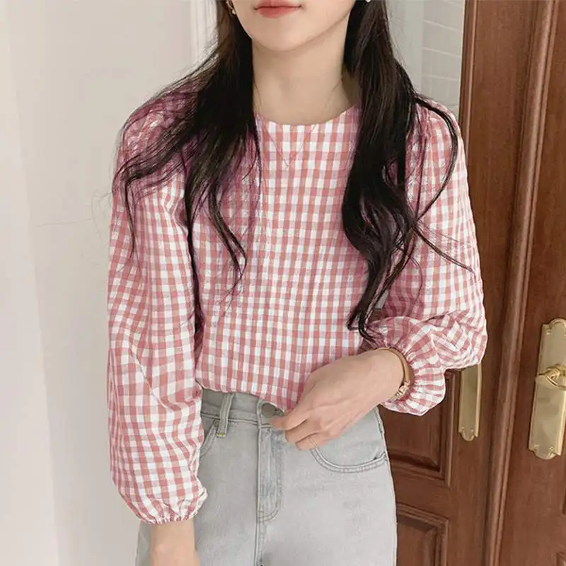 Party Shirts Office Tops 2022 VONDA Women Puff Sleeve Pleat Round Neck Blouse Blusas Femininas Vintage Checked Plaid Shirts
Party Shirts Office Tops 2022 VONDA Women Puff Sleeve Pleat Round Neck Blouse Blusas Femininas Vintage Checked Plaid Shirts