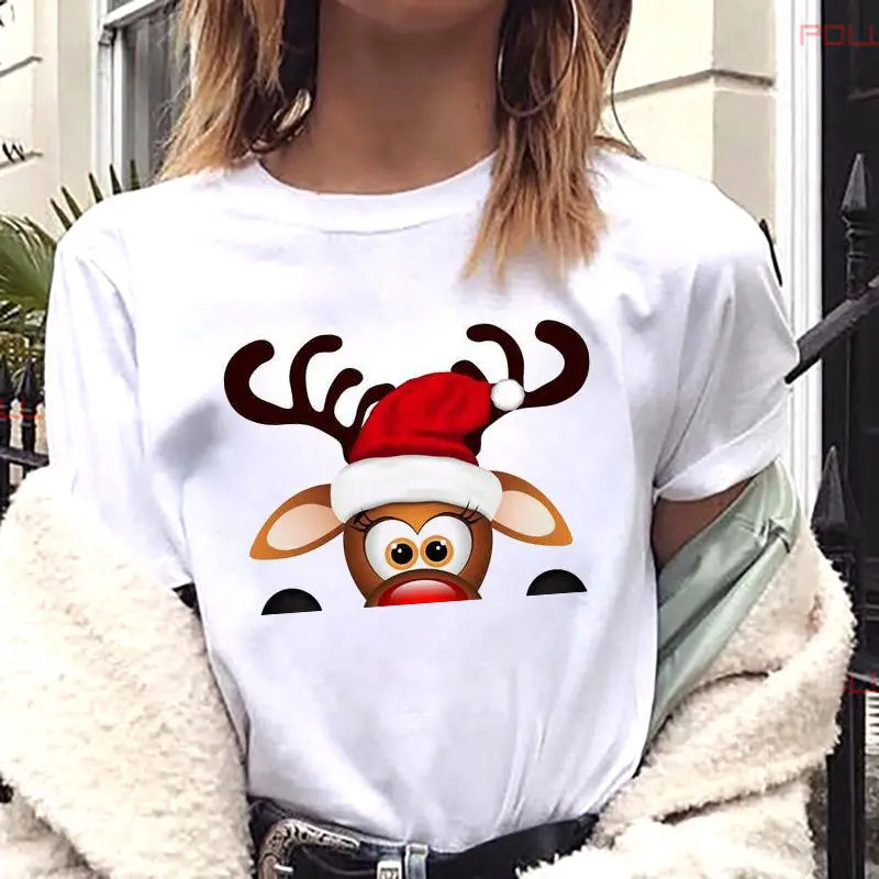Рождественская женская футболка, Повседневная рубашка с принтом Санта-Клауса, топ с мультяшным оленем и мультяшным принтом для женщин
Рождественская женская футболка, Повседневная рубашка с принтом Санта-Клауса, топ с мультяшным оленем и мультяшным принтом для женщин