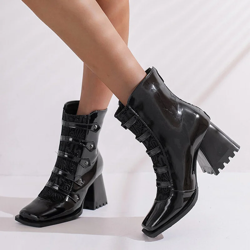 Womens Ankle Boots High Heels Boots Zipper Square Toe Winter Ladies Boots Rivet Buckle Mixed Colors Boots Woman 20222 New Shoes
Womens Ankle Boots High Heels Boots Zipper Square Toe Winter Ladies Boots Rivet Buckle Mixed Colors Boots Woman 20222 New Shoes