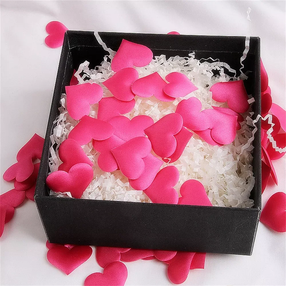 

100Pcs Mini Sponge Satin Heart Petals Wedding Confetti Romantic Bed Heart Petals Valentines Wedding Anniversary Room Decorate