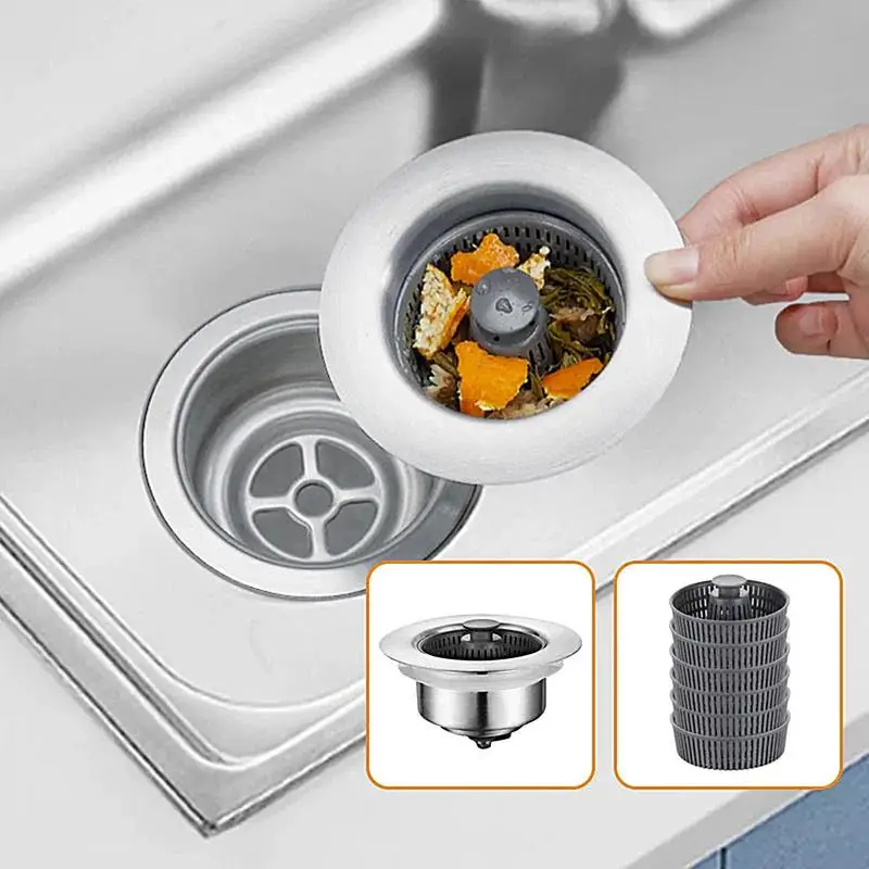 StainlessSteel Kitchen Sink Filter Press and Seal Sink Stopper Strainer Basket Anti-Clogging Garbage Disposal Food Catcher Drain
StainlessSteel Kitchen Sink Filter Press and Seal Sink Stopper Strainer Basket Anti-Clogging Garbage Disposal Food Catcher Drain