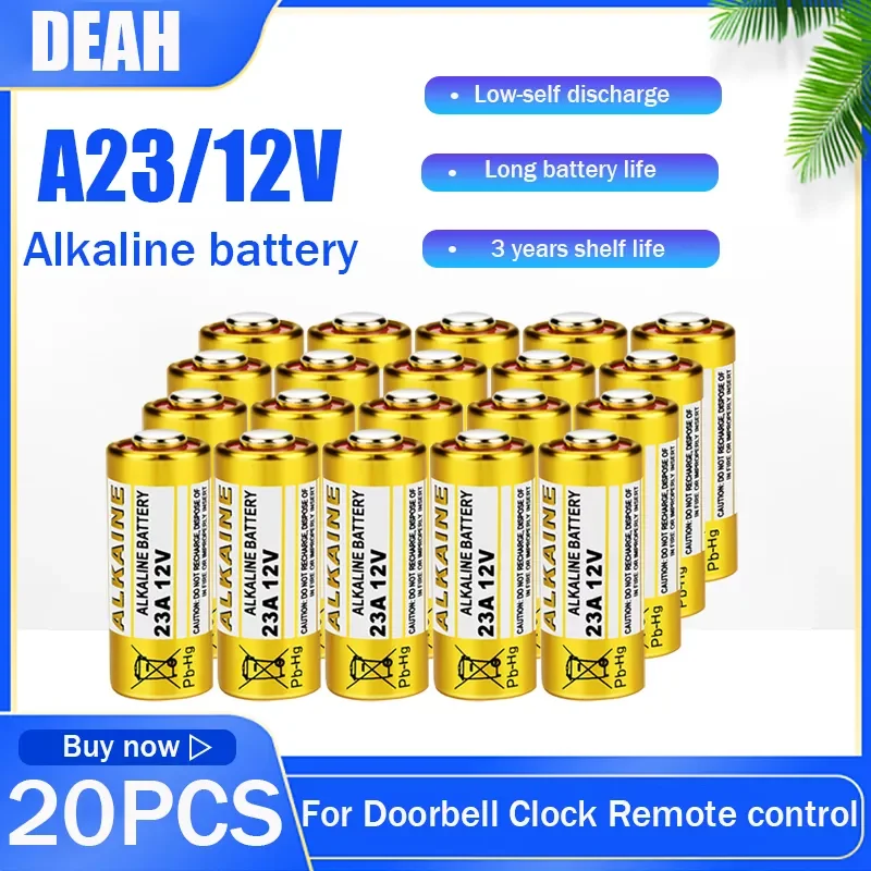 20pcs A23 23A 12V Alkaline Battery 23GA A23S E23A EL12 MN21 MS21 V23GA L1028 GP23A LRV08 For Doorbell Alarm Clock Car Key Mouses
20pcs A23 23A 12V Alkaline Battery 23GA A23S E23A EL12 MN21 MS21 V23GA L1028 GP23A LRV08 For Doorbell Alarm Clock Car Key Mouses