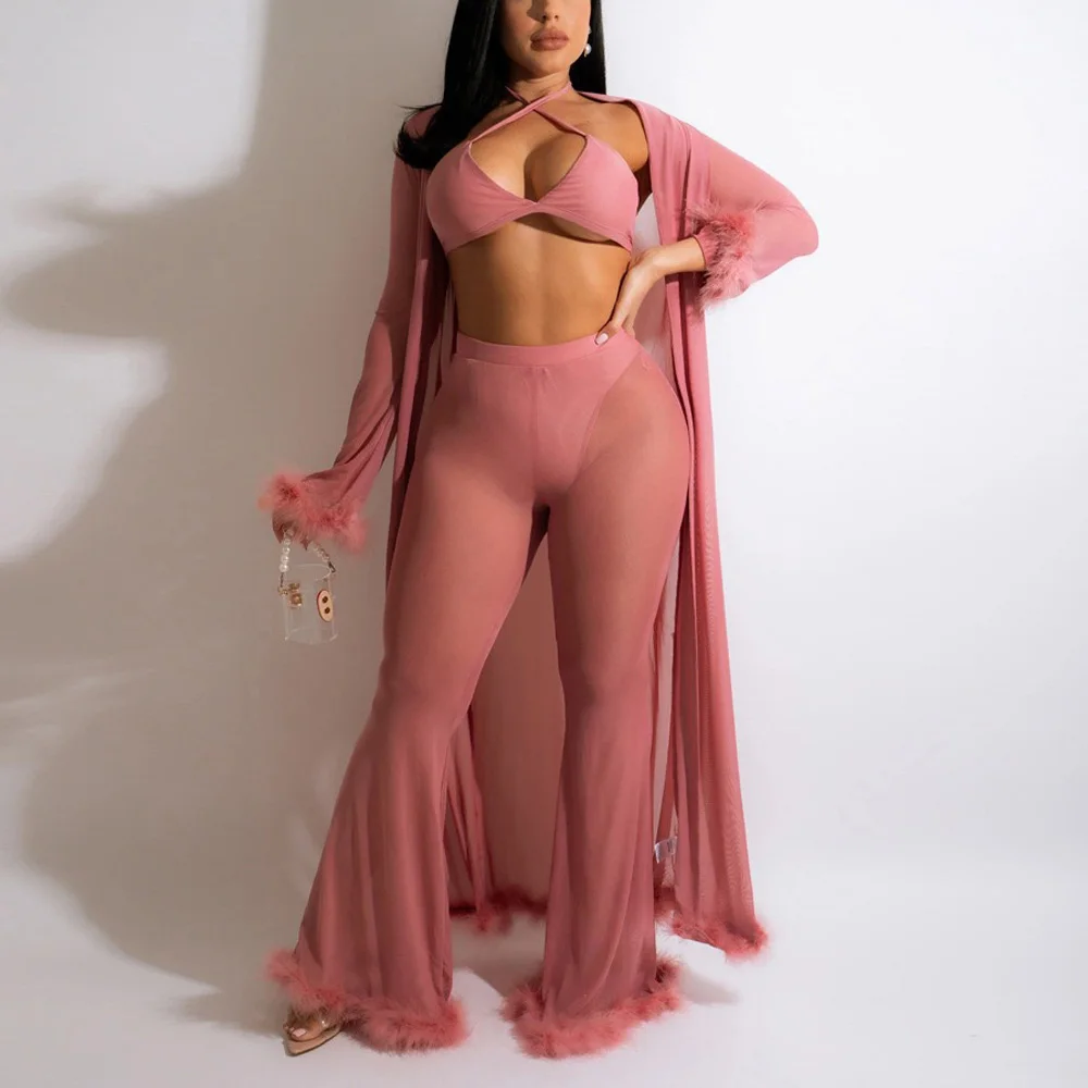 2022 Summer New 3 Pieces Pants Sets Underwear Bra Outwears and Long Trousers Transparent Sexy Evening Night Party Club Cloth Set
2022 Summer New 3 Pieces Pants Sets Underwear Bra Outwears and Long Trousers Transparent Sexy Evening Night Party Club Cloth Set