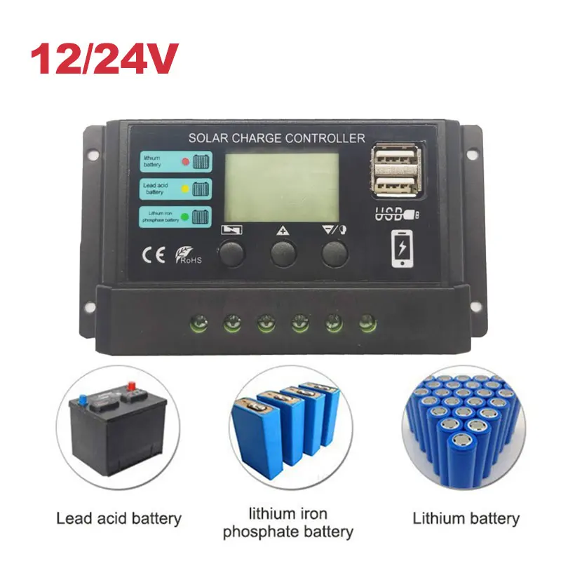 10A/20A/30A Intelligent Regulator Dual USB Port 12V 24V Solar Charge Regulator PWM Adjustable for Lithium Iron Phosphate Battery
10A/20A/30A Intelligent Regulator Dual USB Port 12V 24V Solar Charge Regulator PWM Adjustable for Lithium Iron Phosphate Battery