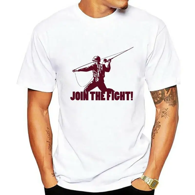 Мужская хлопковая футболка Fly Fishinger Join The Fight черная высокого качества