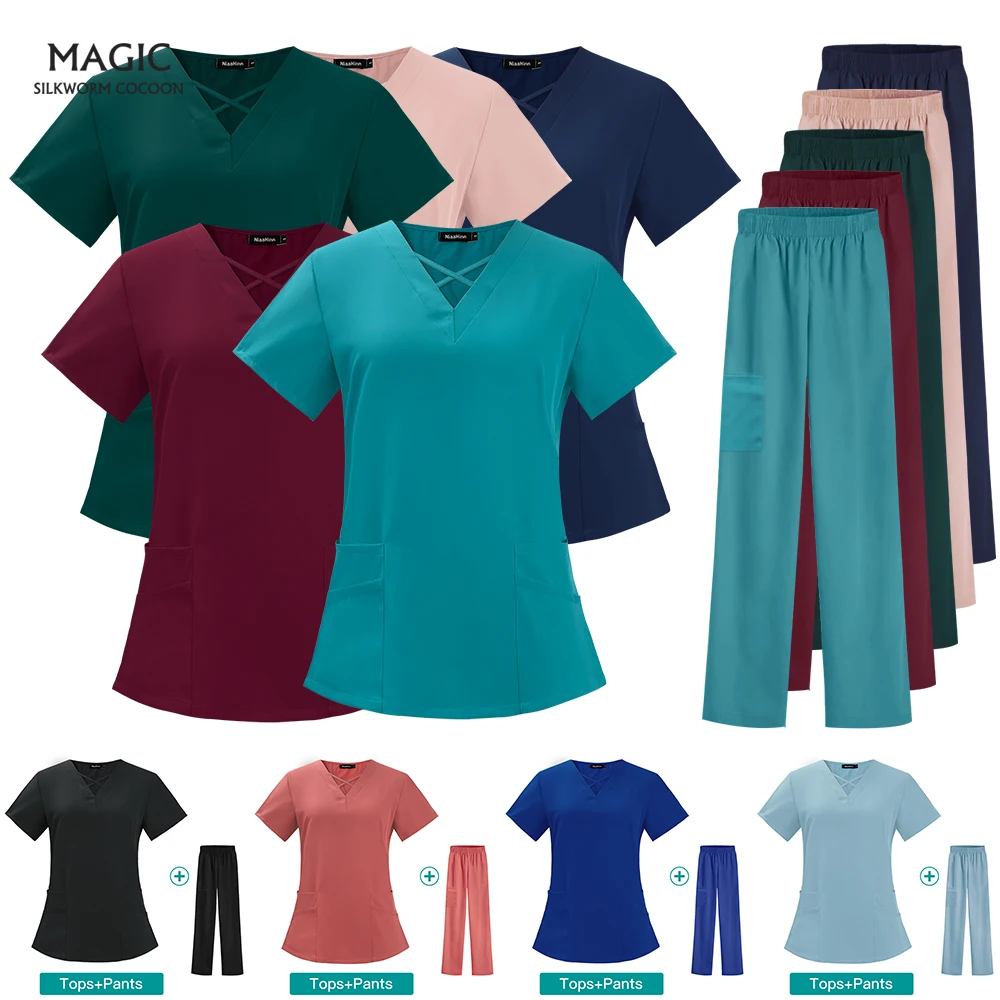 Women Scrubs Tops+pants Plug Size Medical Uniforms V-Neck Spa Uniforms Short Sleeve Nursing Workwear Veterinary Doctor Work Sets
Women Scrubs Tops+pants Plug Size Medical Uniforms V-Neck Spa Uniforms Short Sleeve Nursing Workwear Veterinary Doctor Work Sets