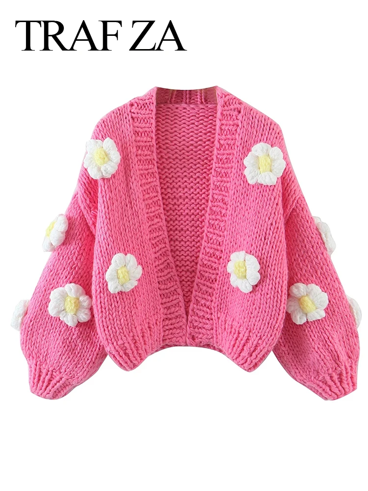 TRAF ZA 2022 Fashion Trend Sweet Solid Rose Red Cardigan Sweater Crocheted Flower Patch Cute Long Sleeve Loose Short Coat Women
TRAF ZA 2022 Fashion Trend Sweet Solid Rose Red Cardigan Sweater Crocheted Flower Patch Cute Long Sleeve Loose Short Coat Women