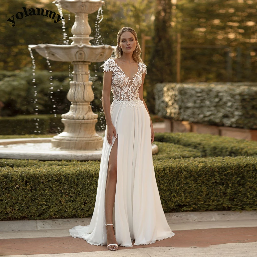 YOLANMY Classic Slit Aline Wedding Dresses For Mariages CHIFFON APPLIQUES Made To Order Vestidos De Novia Brautmode PLUS
YOLANMY Classic Slit Aline Wedding Dresses For Mariages CHIFFON APPLIQUES Made To Order Vestidos De Novia Brautmode PLUS