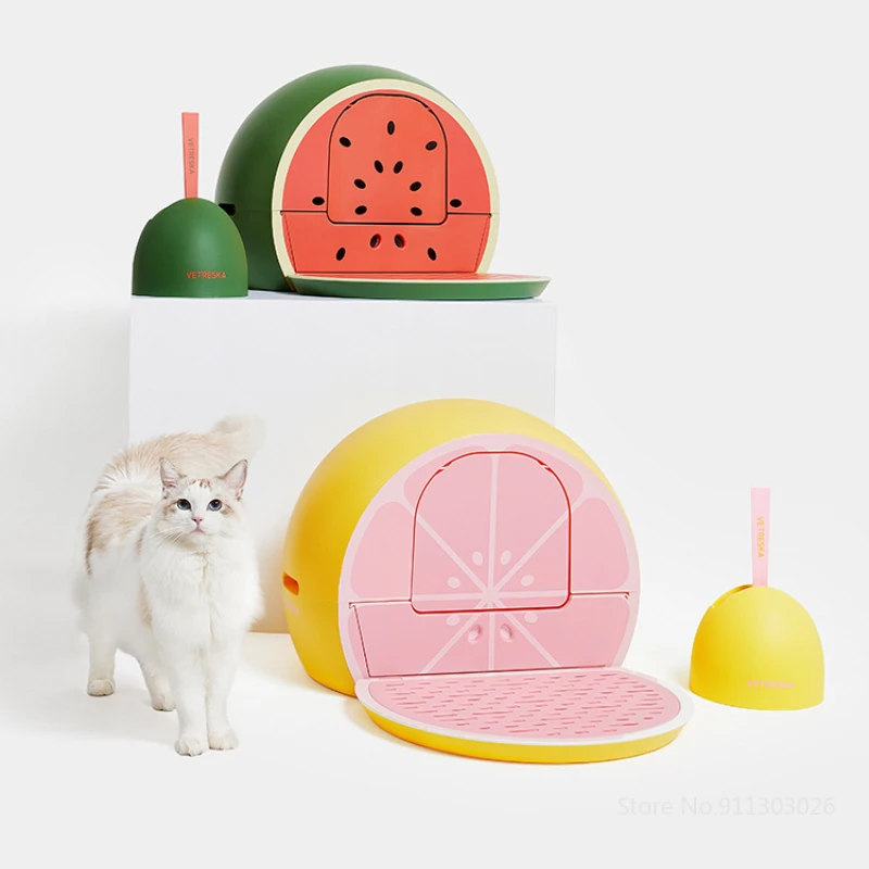Creative Fruit Fully Enclosed Cat Litter Box with Shovel Large Splash Proof Deodorant Kitten Toilet with Drawer Cat Potty Cute
Creative Fruit Fully Enclosed Cat Litter Box with Shovel Large Splash Proof Deodorant Kitten Toilet with Drawer Cat Potty Cute