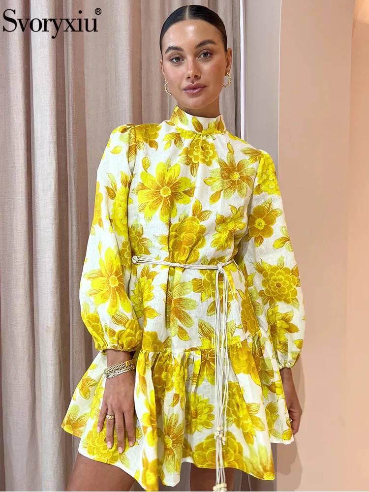 Svoryxiu Summer Designer Fashion Elegance Gorgeous Flower Print Mini Dress Women Lantern Sleeve Frenum Loose Waist Ruffle Dress
Svoryxiu Summer Designer Fashion Elegance Gorgeous Flower Print Mini Dress Women Lantern Sleeve Frenum Loose Waist Ruffle Dress