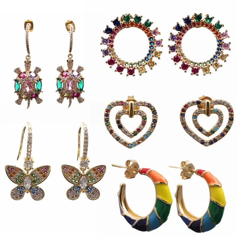 New List Of Beautiful Girls Fashion Style Color Vermiculite Turtles Colorful Butterfly Love Copper Ear Pendant 
New List Of Beautiful Girls Fashion Style Color Vermiculite Turtles Colorful Butterfly Love Copper Ear Pendant