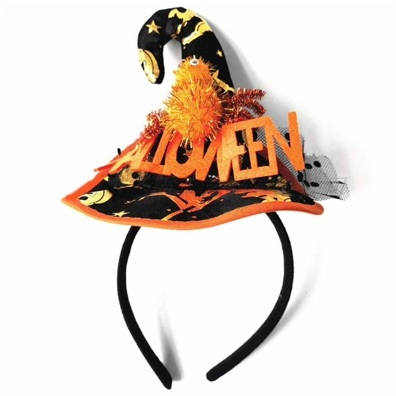 

Adult Teens Headband Witch Hat&Spiders Shape Hair Hoop Halloween Party Headpiece Woman Girls Cosplay Costume Hairband
