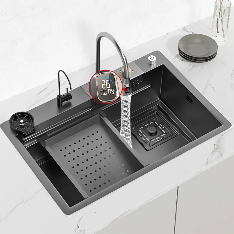 Kitchen Sink Stainless Steel Waterfall Sink Waterfall Faucet Dishwasher Sink Large Single Bowl Multifunction Sink For Kitchen
Kitchen Sink Stainless Steel Waterfall Sink Waterfall Faucet Dishwasher Sink Large Single Bowl Multifunction Sink For Kitchen