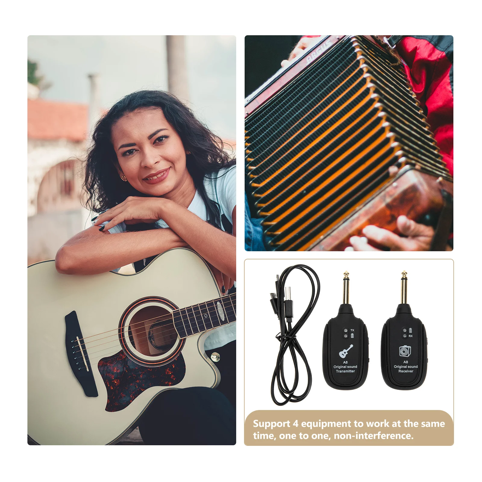 1 Set Accessories Guitar Transmitter Receiver Guitar Wireless Receiver Guitar Accessories for Guitar Guitar Lovers 
1 Set Accessories Guitar Transmitter Receiver Guitar Wireless Receiver Guitar Accessories for Guitar Guitar Lovers