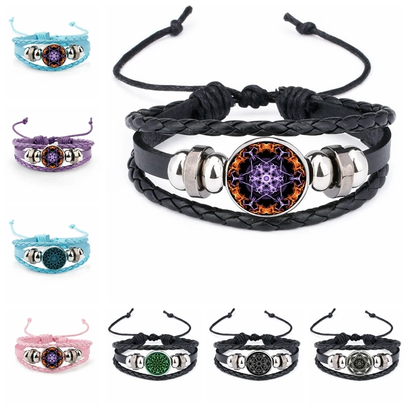 Boho Fashion 18mm Glass Cabochon Snap Leather Bracelet Hexagram Magic Array Bracelet Men's Gift Jewelry
Boho Fashion 18mm Glass Cabochon Snap Leather Bracelet Hexagram Magic Array Bracelet Men's Gift Jewelry